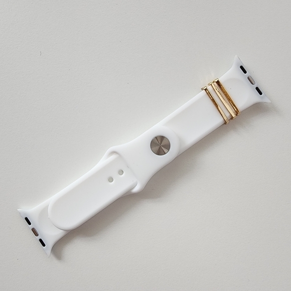 NWT White Golden Stone Heart Apple Watch Silicone Band - Picture 7 of 10